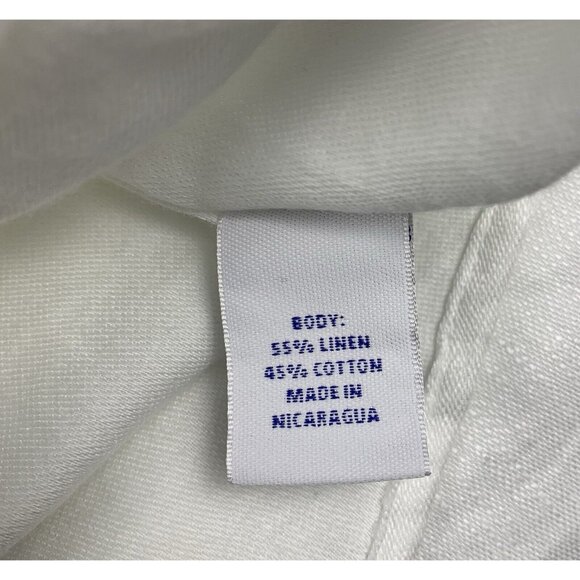 Carribbean Men's Size XXL White Casual Linen Blend Button Up Shirt Palm Tree - Picture 5 of 8